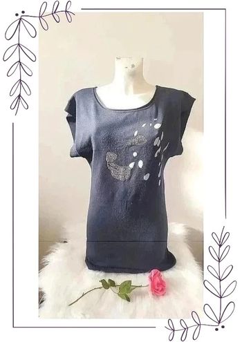 Robe pull tunique en maille avec strass argentés manches courtes