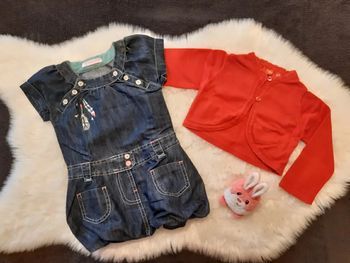 Ensemble robe en jean et gilet 12 mois