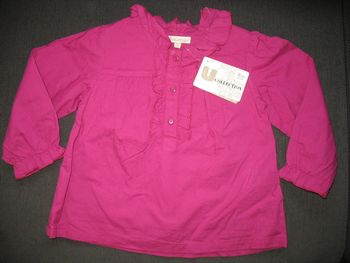 BLOUSE PRUNE BÉBÉ FILLE "U-COLLECTION" - NEUVE - 18 MOIS - n°01