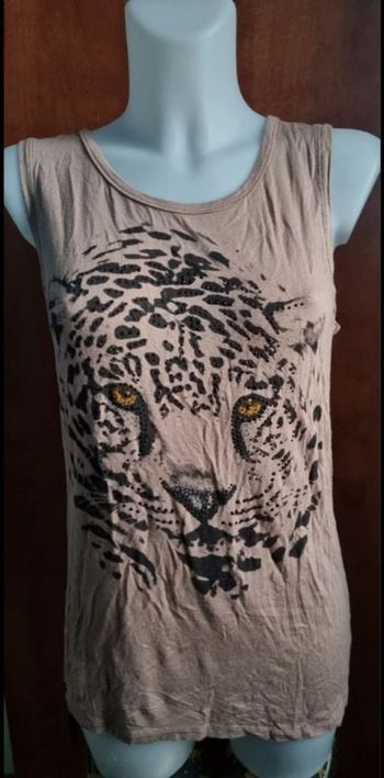 Débardeur avec léopard imprimé et strass taille 40/42