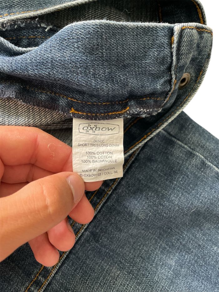 Short Baggy/ Bermuda/ jort vintage Oxbow Y2K en jean bleu avec logo broder et broderie - Taille w30 - photo numéro 9