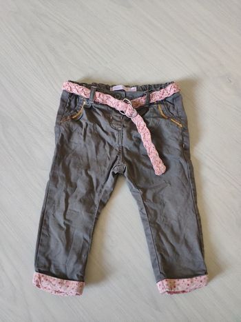 Pantalon brun fille avec ceinture 12 mois 1 an