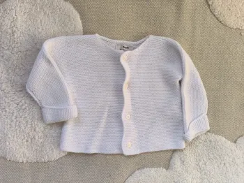 Gilet en maille Cyrillus – Blanc – Taille 3 mois – Bon état