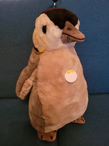 RARE Pingouin Manchot oiseau Antarctique debout 40cm ancien traditionnel peluche doudou