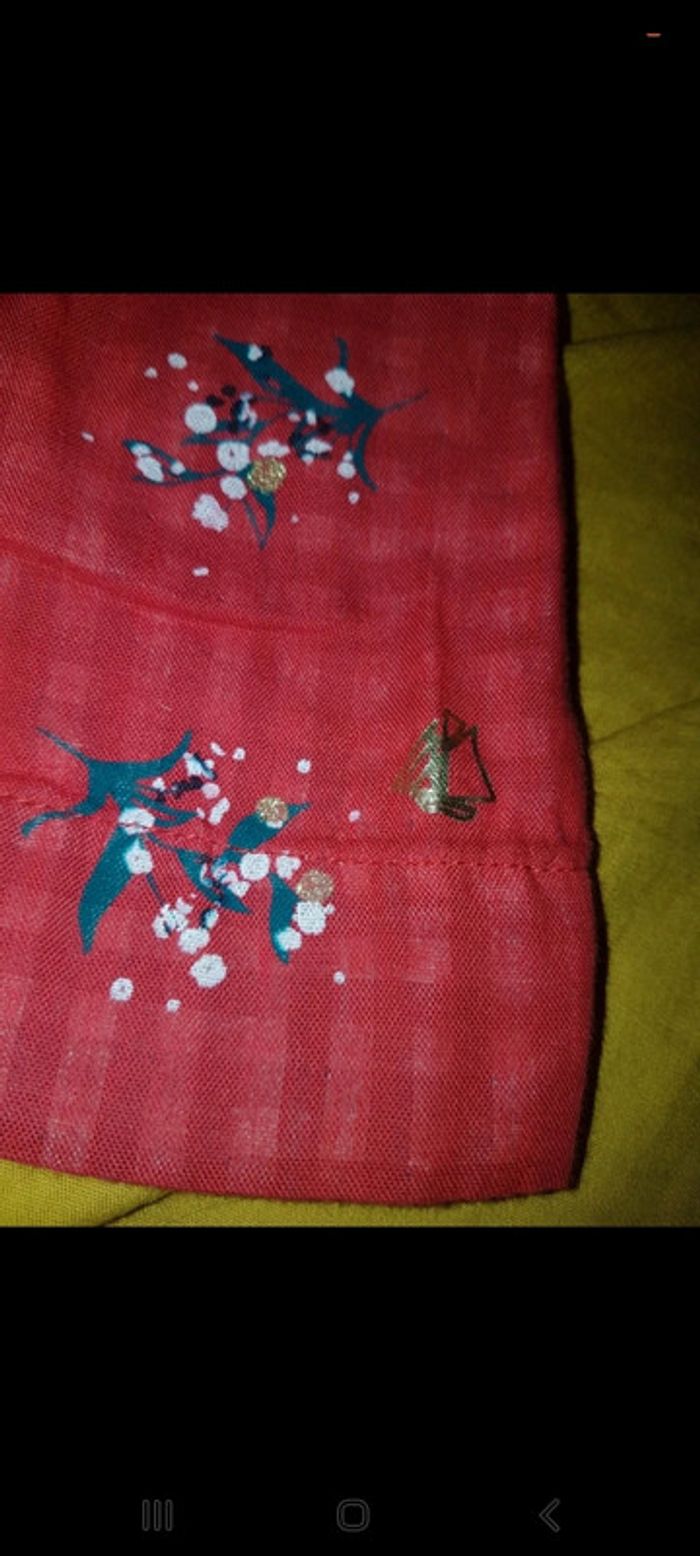 Robe blouse tunique petit bateau 18 mois rouge fleurs Noël doré - photo numéro 5