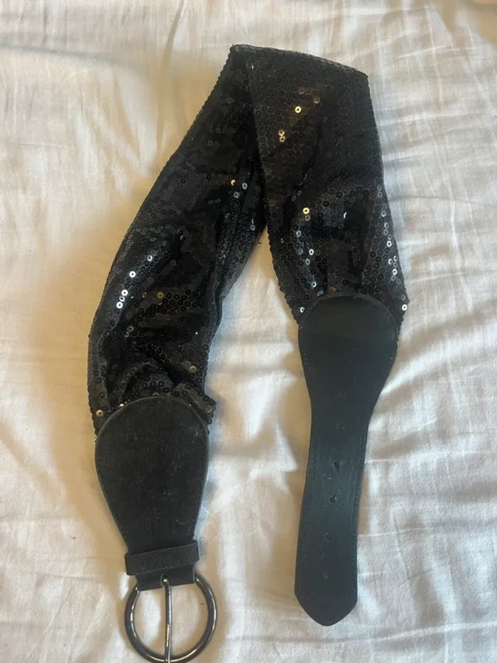 🔹 Ceinture noire à paillettes – Style glamour 🔹 - photo numéro 3