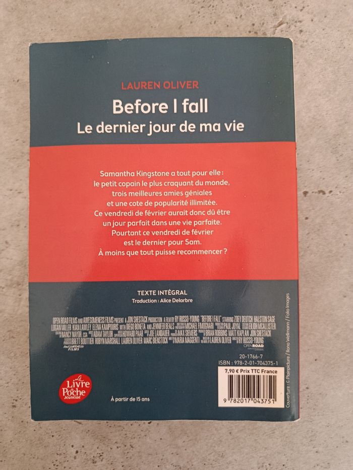Livre  Before I fall - photo numéro 2