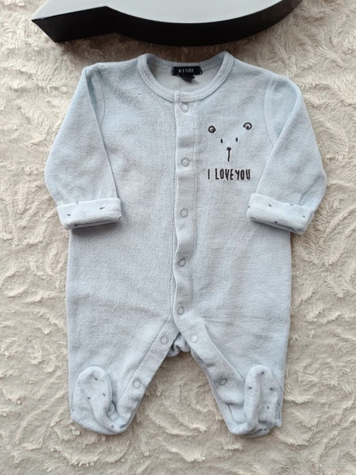 Pyjama grenouillère velours Garçon 1 mois I love you Ours Kiabi - photo numéro 2