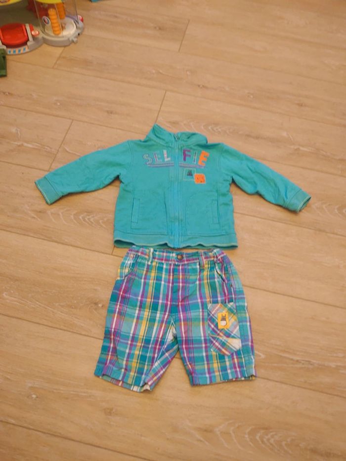 Ensemble short gilet carreaux