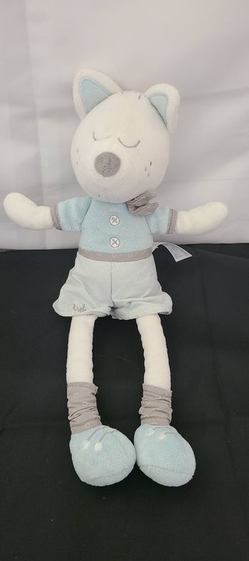 Doudou loup bleu blanc gris Lulu Chéri SAUTHON