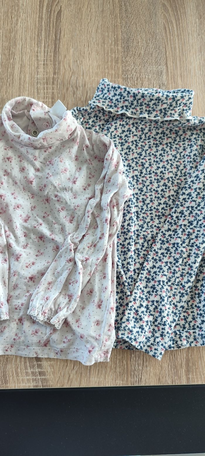 Lot 2 col roulé fleurs