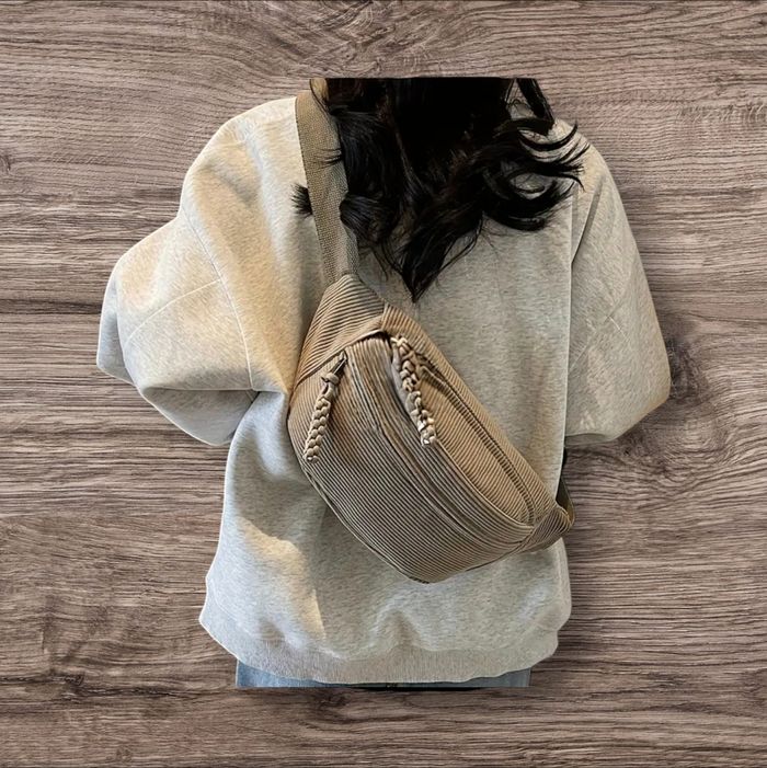 Sac banane mixte beige velours côtelé - photo numéro 2