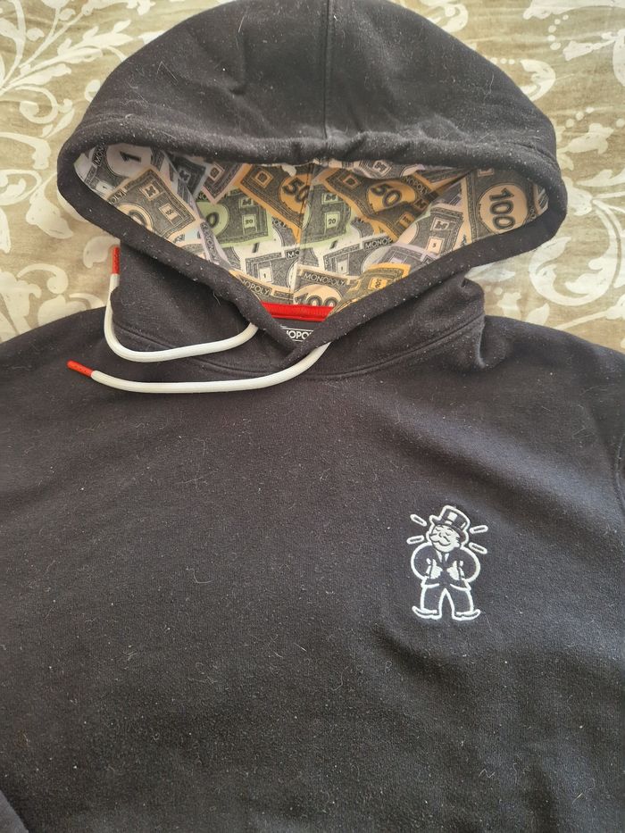 Sweat a capuche noir Monopoly, Celio, taille S - photo numéro 2