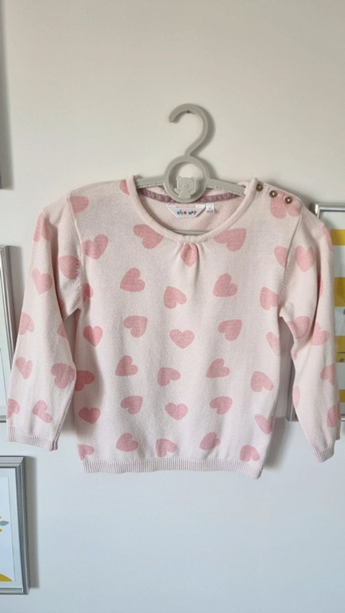 Pull fin kid kanai 3ans cœur rose