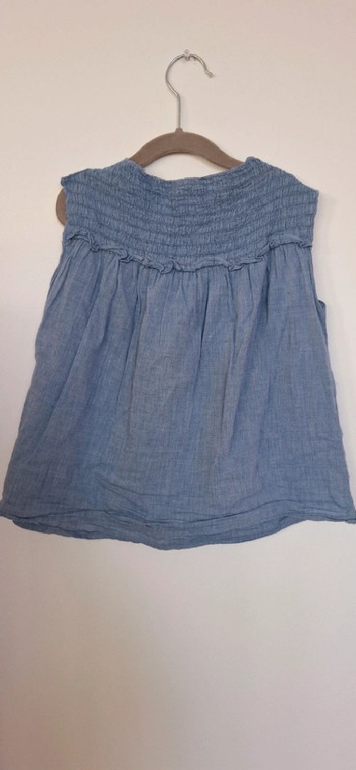 Blouse bleu en coton – Sisley – 6/7 ans - photo numéro 6