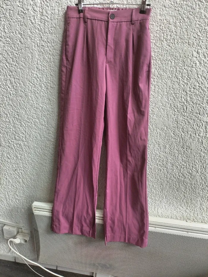Pantalon Bershka lila straight slit TM - photo numéro 3