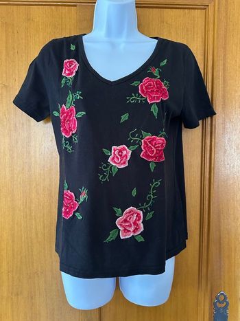 T-shirt femme noir imprimé Angel