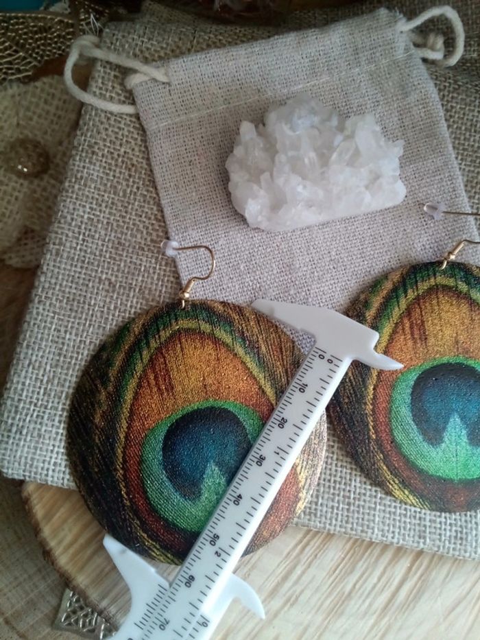 Boucles d'oreilles bohèmes paon - photo numéro 2