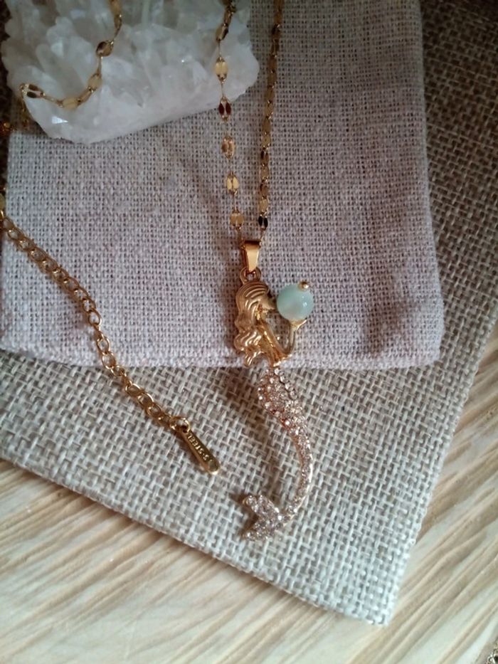 Collier sirène et perle de larimar vert - photo numéro 3