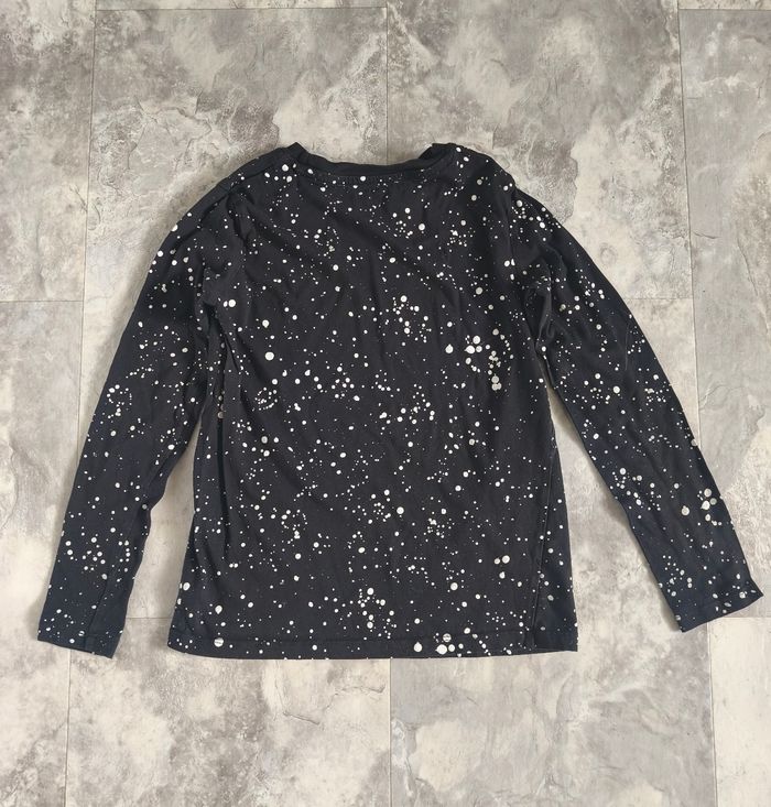 Tee shirt manches longues noir à points blancs H&M taille 8/10 ans - photo numéro 3