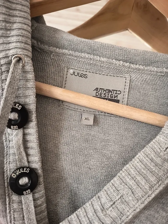Pull à capuche manches longues et gris clair - photo numéro 2
