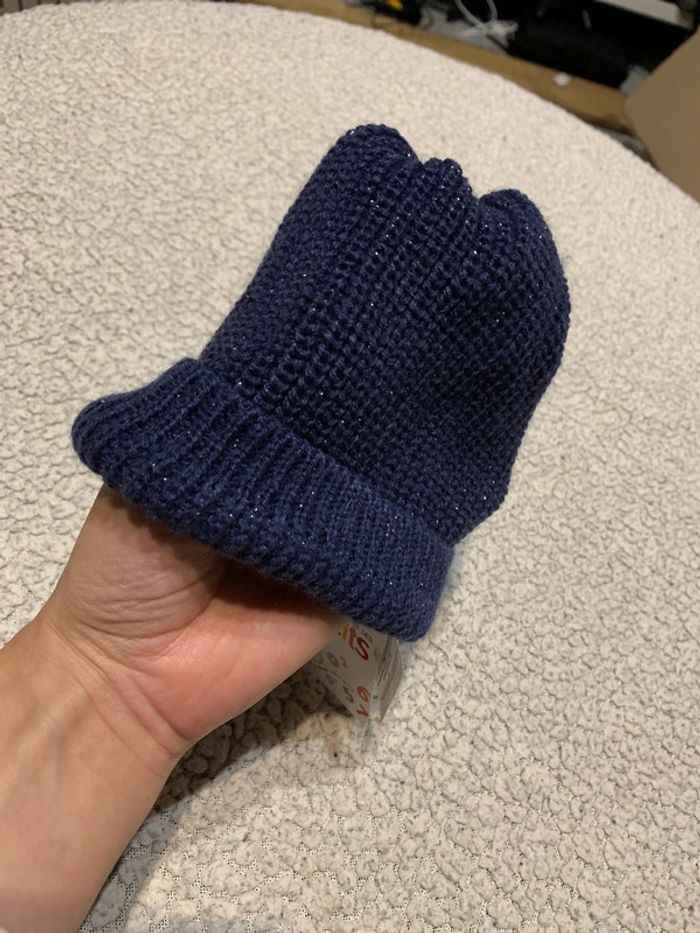 Bonnet enfant taille 52 paillettes bleu neuf idéal cadeau - photo numéro 5