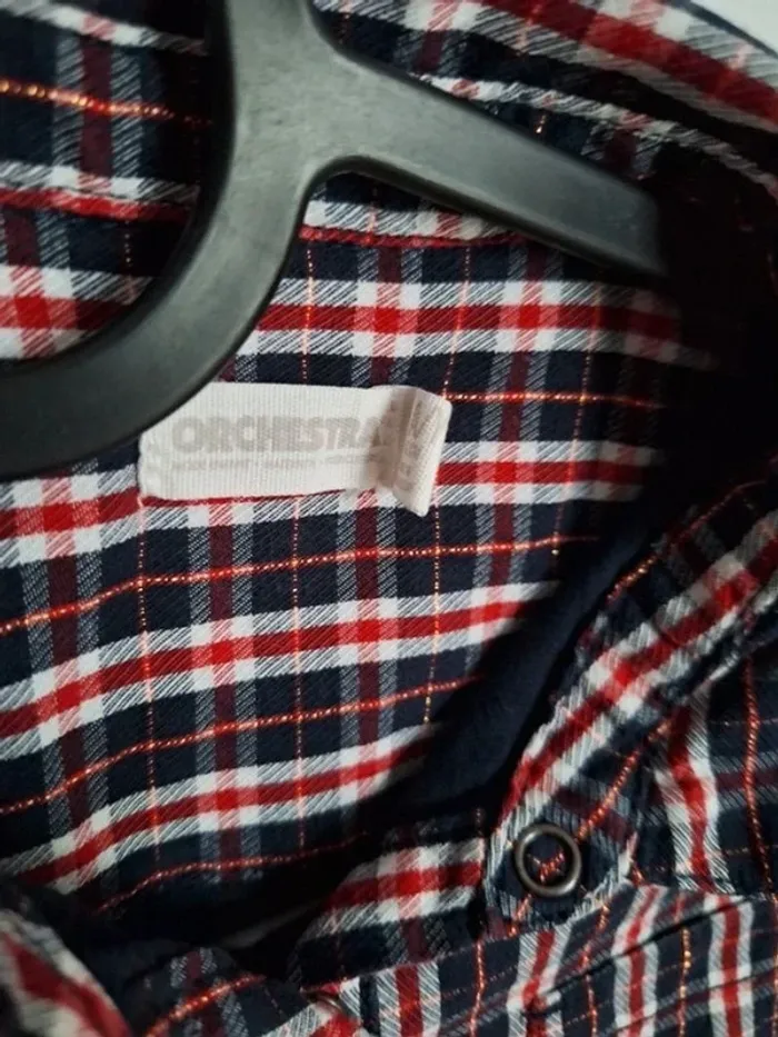 Robe chemise à carreaux bleue marine et rouge Orchestra 6 ans - photo numéro 2