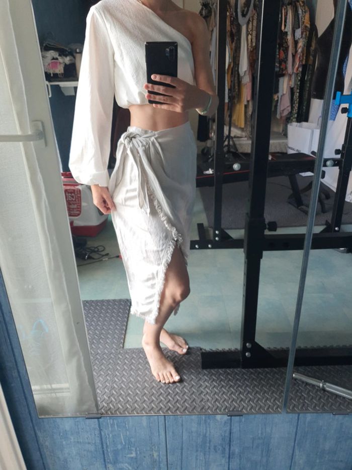 Jupe beige en lin - photo numéro 3