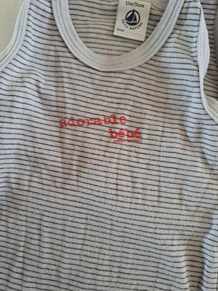 Ensemble bodie sans manche débardeurs et short 12mois petit bateau - photo numéro 4