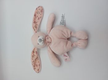 Peluche doudou lapin rose guimauve BOUT’CHOU MONOPRIX my little bird bandana