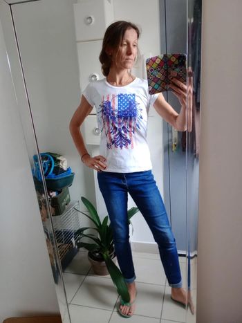 T-shirt femme 16 ans blanc à motifs usa c47