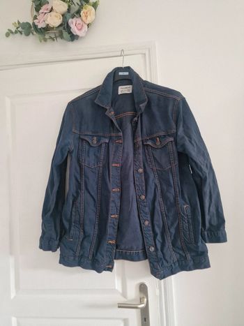 Veste en jeans foncé mi longue pull&bear