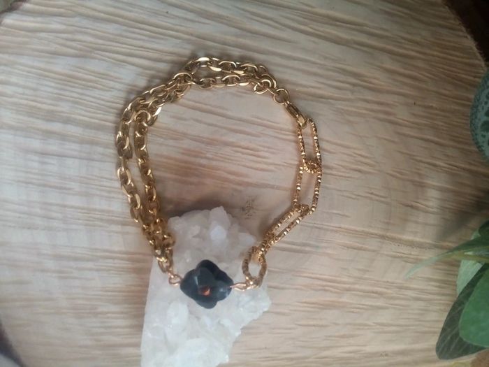 Bracelet double trèfle obsidienne 🖤. - photo numéro 2