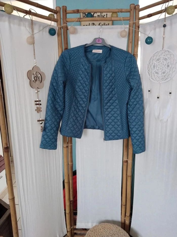 Blouson fin matelassée camaïeu bleu taille s - photo numéro 2