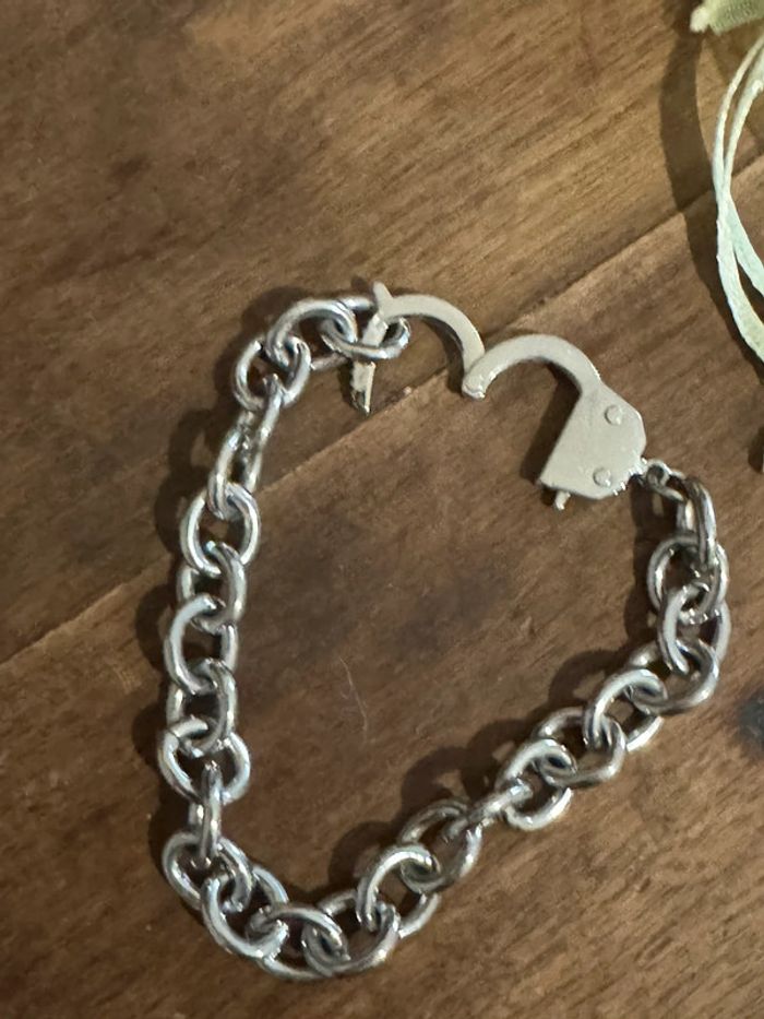 Bracelet maillons xl menottes acier inoxydable argent - photo numéro 3