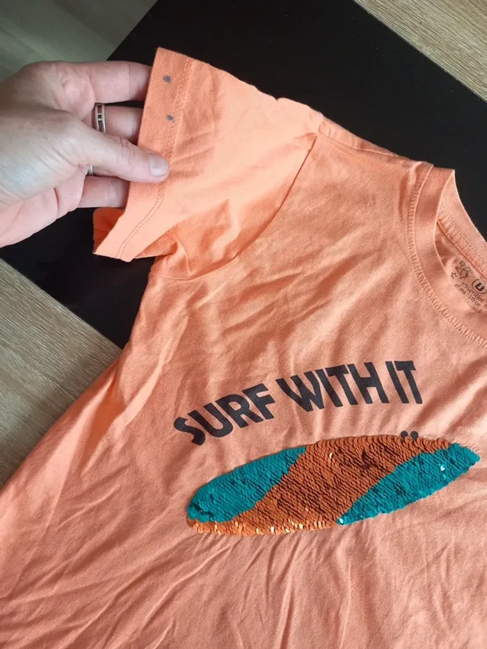 Tee-shirt fille orange 10 ans - photo numéro 6