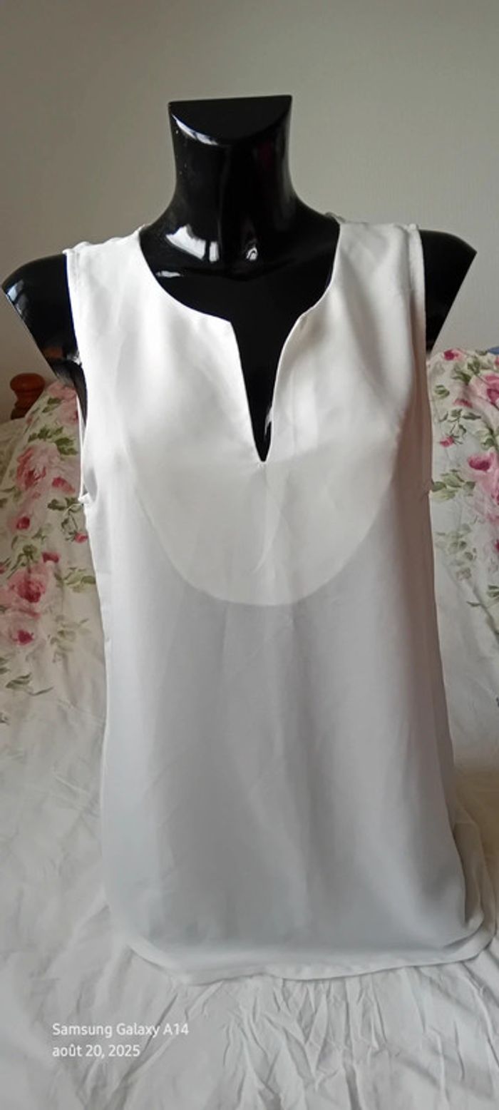 Blouse longue sans manches col V en voile femme S only & u - photo numéro 2