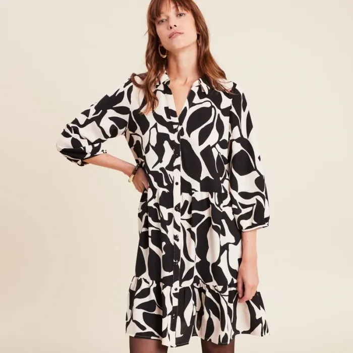 Robe courte évasée col chemise blanc femme - taille 46 - Bréal - photo numéro 4