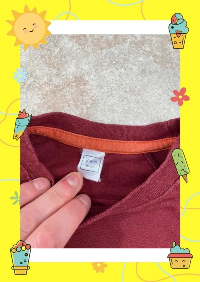 T shirt 2 ans orange bordeaux - photo numéro 2