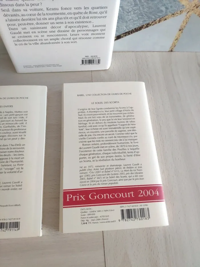Lot 3 livres Laurent Gaudé soleil des Scorta porte des enfers ouragan - photo numéro 3