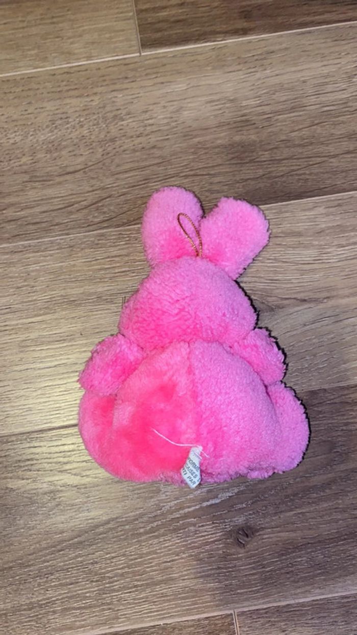 Doudou peluche Lapin rose fluo - photo numéro 3