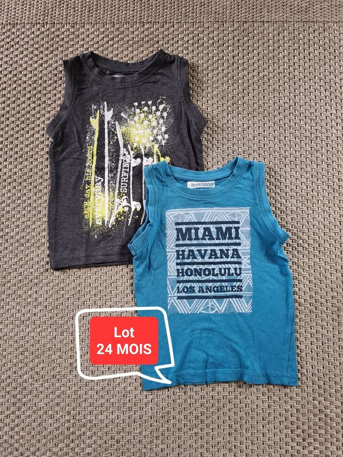 Lot de 2 t-shirts débardeurs garçon - 24 mois