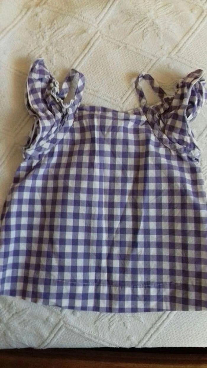 Tunique Petit bateau à carreaux violet et blanc 3 ans