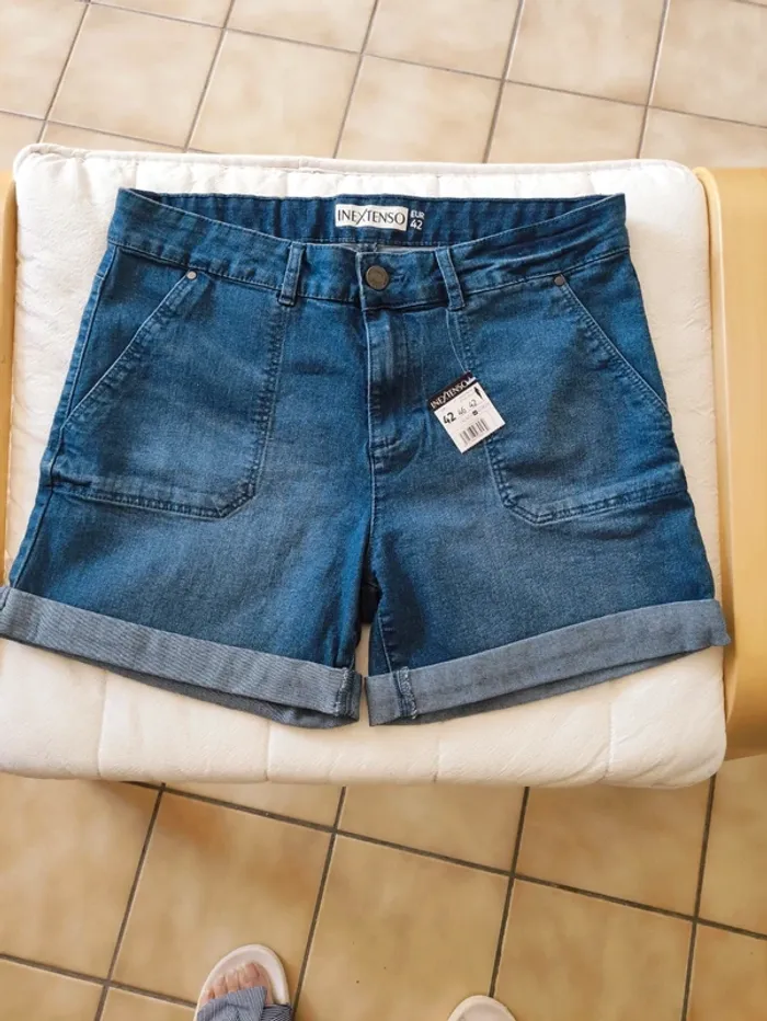 🫐 short en jean à revers 💋