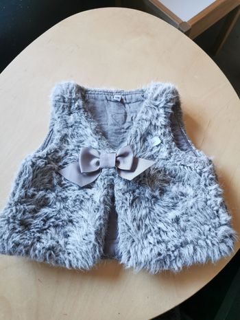 Gilet sans manche bebe fille 12mois gris en tbe