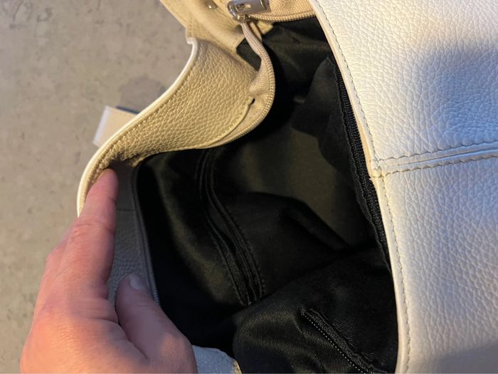 Sac à main en cuir blanc et beige - photo numéro 3