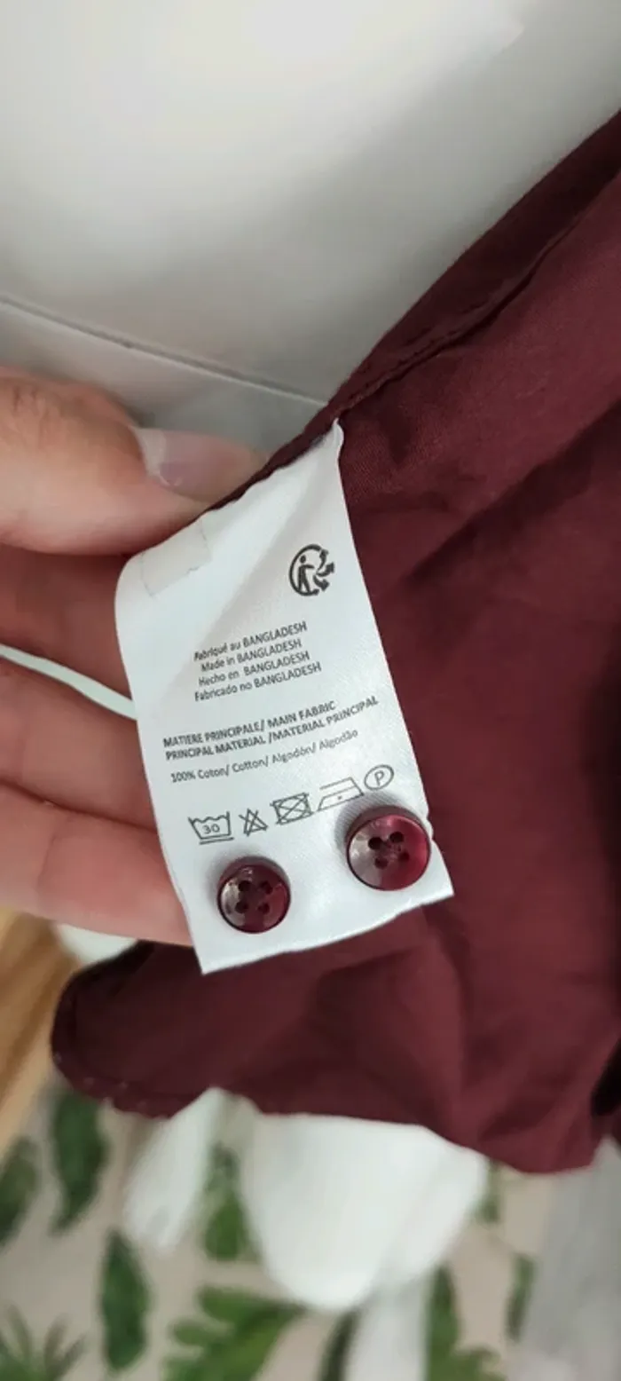 Chemise homme manches longues, taille 40, bordeaux - photo numéro 4