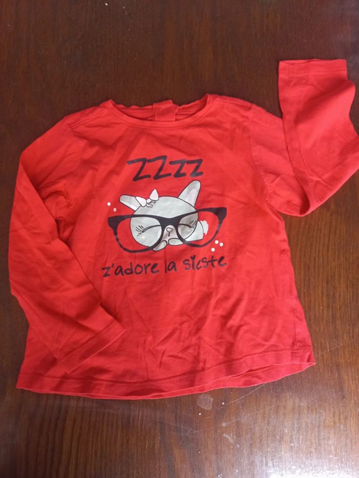 T-shirt "z'adore la sieste rouge kimbaloo 24mois