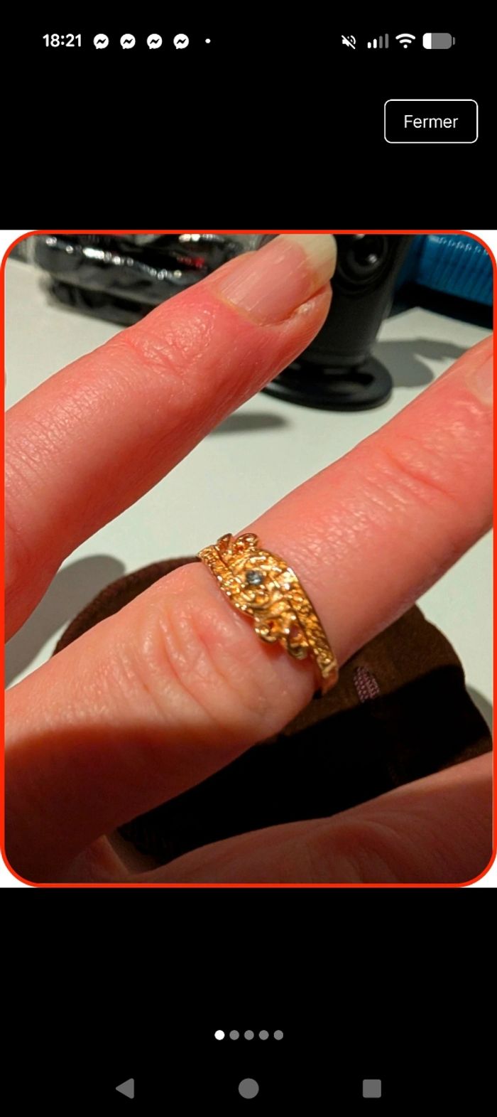 Bague en Titane dorée – Style bohème / vintage – Neuve