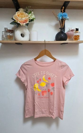 T-shirt Rose ESMARA Motif Fruits "Life is Sweet" Coton S 36